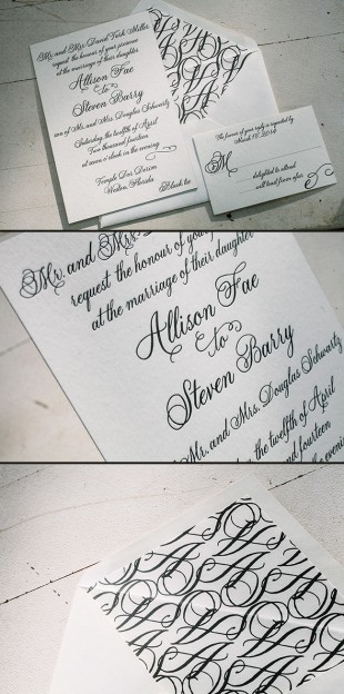 Classic black & white Fitzroy letterpress invitations from Smock