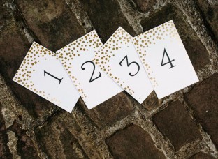 Gold foil Dots numbered table cards from Smock