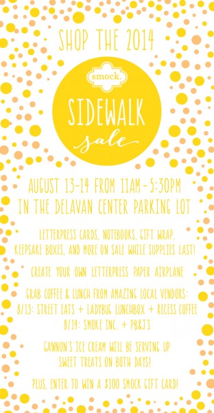 Visit Smock's 2014 Sidewalk Sale! 11am-5:30pm on August 13 & 14