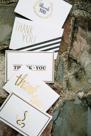 Black & gold foil thank you notes from Smock