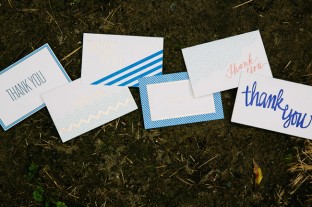 Thank you notes in shades of blue from Smock