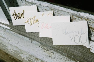 Gold, silver, and rose gold foil stamped thank you notes from Smock