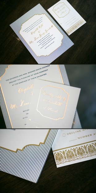 Nautical custom Emory letterpress wedding invitations from Smock