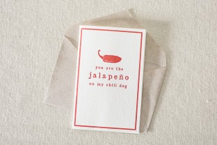 Jalapeño letterpress love card from Smock