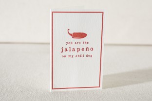 Jalapeño letterpress love card from Smock