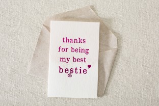Bestie hot pink foil stamped card from Smock