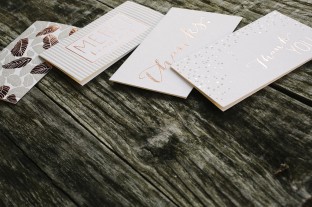 Elegant letterpress + foil stamped thank you notes from Smock