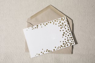 Dots inspire flats feature gold foil stamping + kraft envelopes