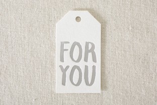 Silver foil stamped "for you" die-cut gift tags from Smock