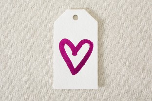 Die-cut hot pink foil stamped heart gift tags from Smock