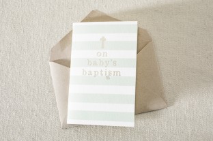 Pale blue Baptism card with gold foil stamping from Smock