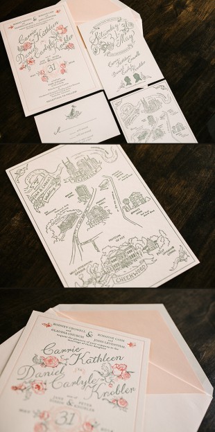 Custom letterpress wedding invitations from Smock