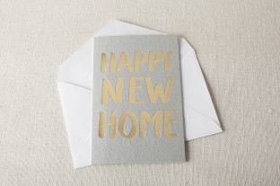 Happy New Home gold foil gray cards from Smock