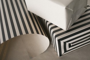 Bar wrap - kraft gift wrap with bold black stripes, sustainably printed on 100% post-consumer recycled paper