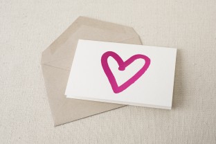 Hot pink foil stamped heart note from Smock