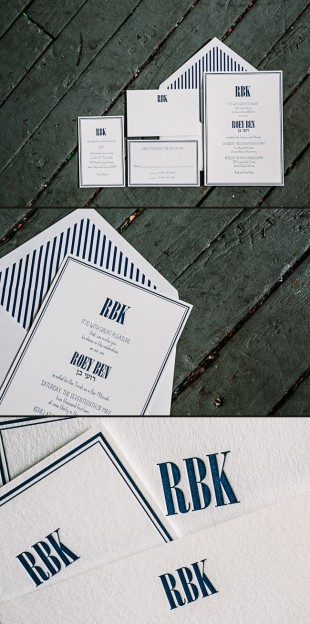 Custom letterpress Bar Mitzvah invitations from Smock