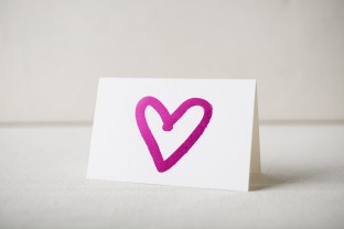 Hot pink foil stamped heart note from Smock