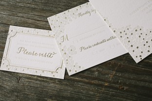 Elegant wedding invitations with foil + letterpress printing from Smock