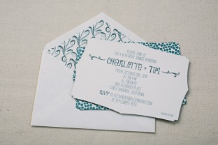 Die-cut + letterpress printed rehearsal dinner invitations from Smock