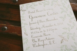 Custom letterpress + foil bridal shower invitations from Smock