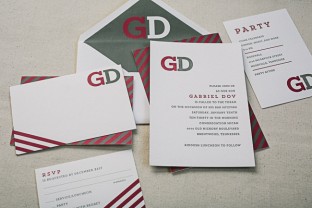 Modern Monogram Bar Mitzvah invitations from Smock