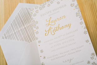 Custom Keira recipe shower invitations from Smock