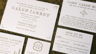 Rustic Keene letterpress Bar Mitzvah invitations