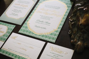 Emory art deco foil + letterpress wedding invitations from Smock