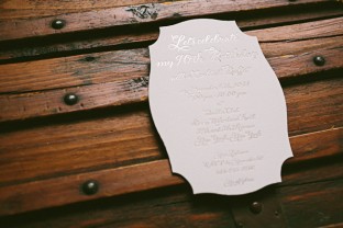 Custom Avella silver foil stamped 90th birthday party invitations from Smock