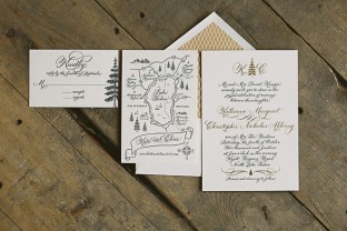 Elegant yet rustic custom wedding invitations from Smock