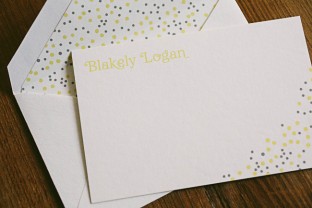Custom confetti inspired birth announcements + social notes from Smock