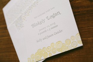 Custom confetti inspired birth announcements + social notes from Smock
