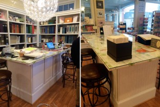 The custom corner + wedding albums at The Dandelion Patch in Vienna, Virginia