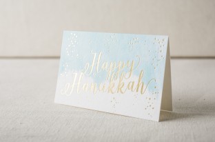 Happy Hanukkah gold foil stamped cards from Smock