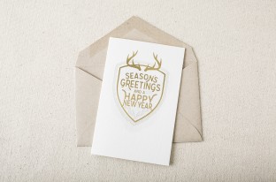 Rustic letterpress + foil stamped holiday cards from Smock