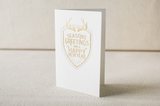 Rustic letterpress + foil stamped holiday cards from Smock