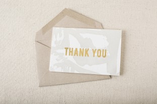 Flynn letterpress + gold foil stamped thank you notes from Smock