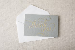Gold foil stamped script thank you notes from Smock