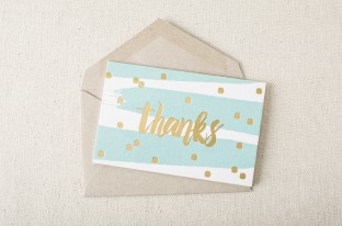 Blue + gold foil stamped thank you notes from Smock