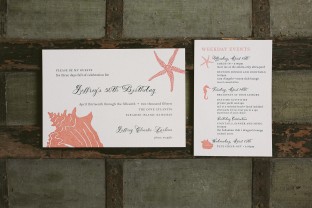 Ocean inspired, letterpress printed 50th Birthday party invitations from Smock