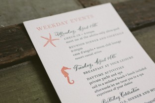 Ocean inspired, letterpress printed 50th Birthday party invitations from Smock