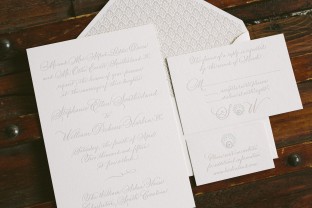 Sophisticated letterpress wedding invitations with custom hand calligraphy from Smock