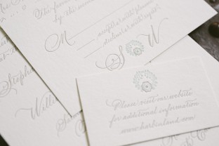 Sophisticated letterpress wedding invitations with custom hand calligraphy from Smock