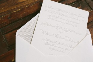 Sophisticated letterpress wedding invitations with custom hand calligraphy from Smock