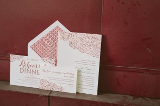 Letterpress wedding invitations and rehearsal dinner invitations by Smock