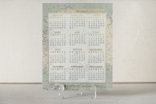 Vintage map calendar with gold foil stamping from Smock