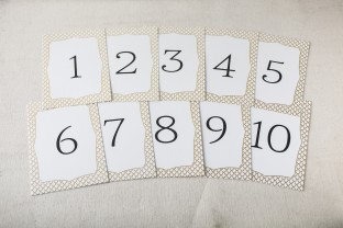Marav gold foil stamped table cards from Smock
