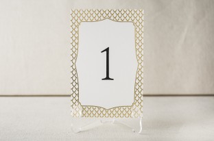 Marav gold foil stamped table cards from Smock