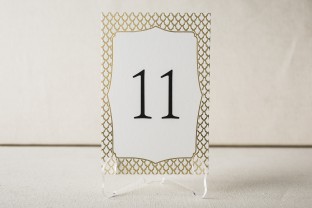 Marav gold foil stamped table cards from Smock