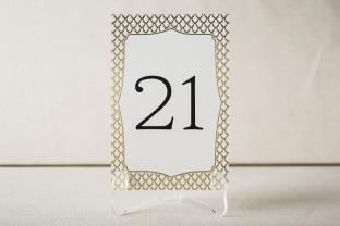 Marav gold foil stamped table cards from Smock
